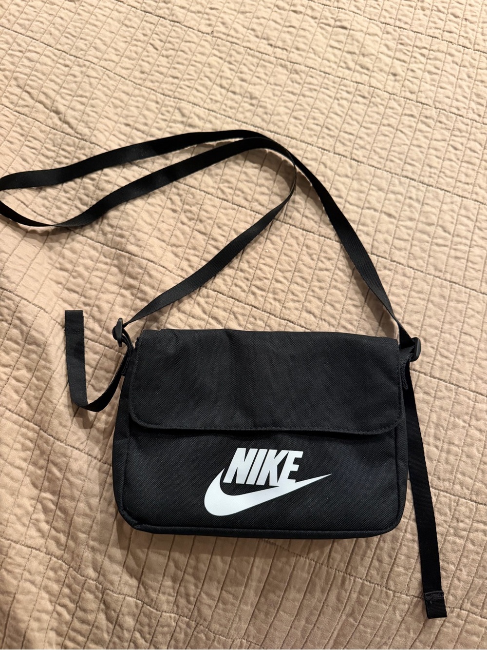 Nike Black Messenger Crossbody Bag with White Logo